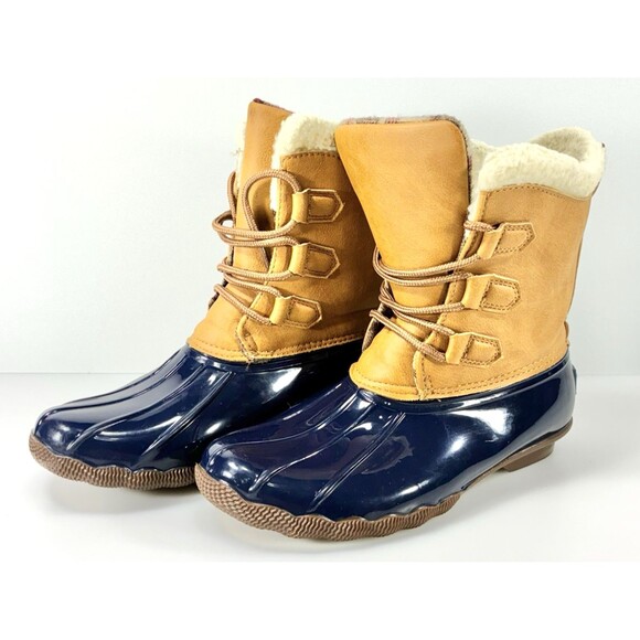 Jessica Carlyle Gavin Ankle Duck Boots Navy & Brown Women Size 8.5 - Picture 2 of 12